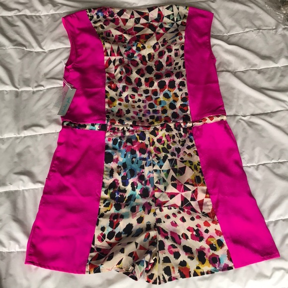 Charlie Jade Leopard & Hot Pink Short-Sleeved Romper - Picture 9 of 11